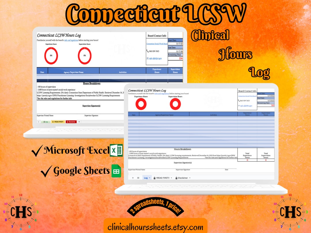 Ct Lcsw Connecticut, LCSW Hours Tracker, Clinical Supervision Form for Master ...