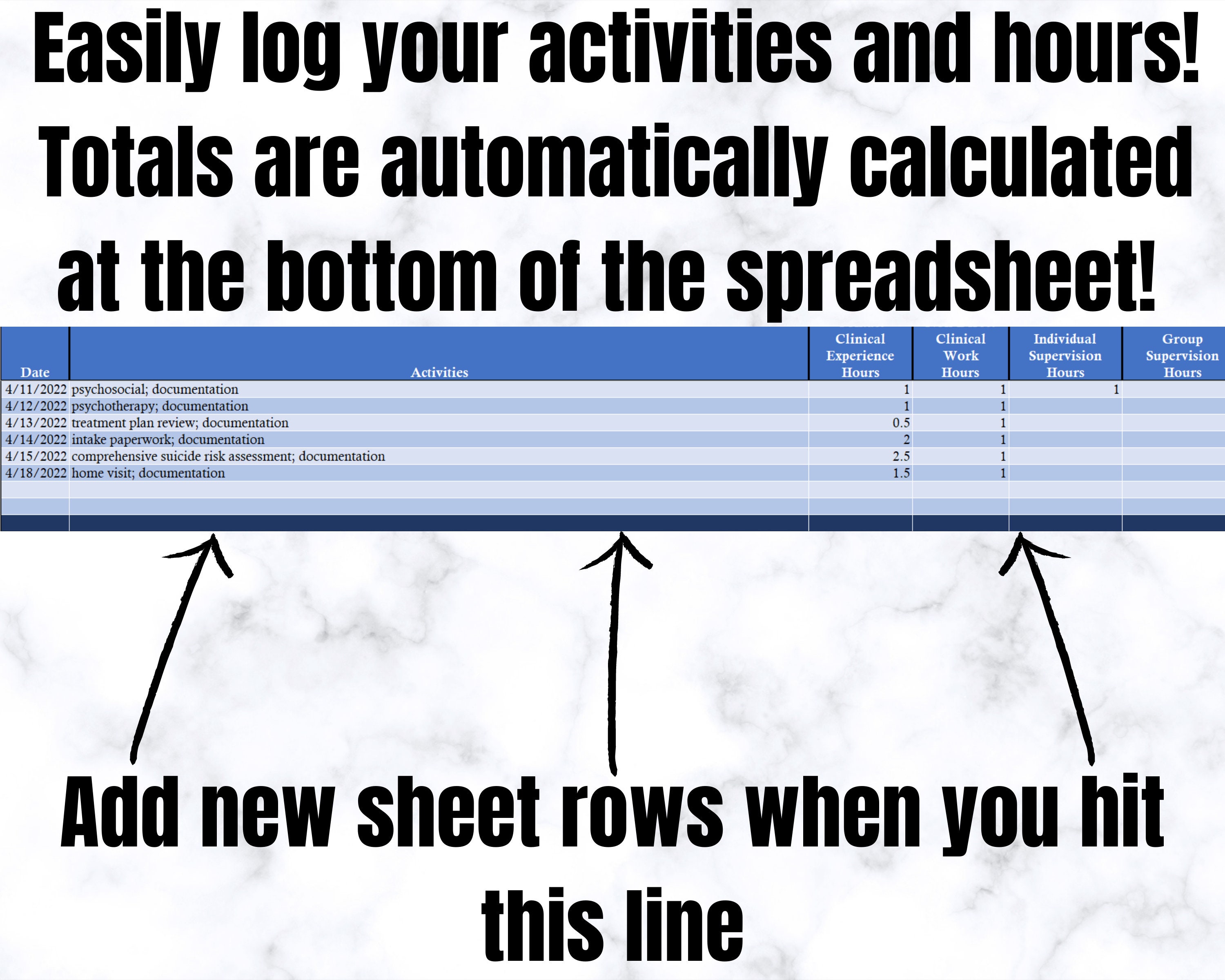 LPC Clinical Hours Log Clinical Supervision Form Etsy