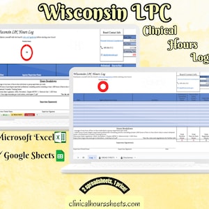 Wisconsin LPC, Clinical Hours Tracker, Supervision Log for Licensed Professional Counselor Trainee - Counseling Graduation Gift