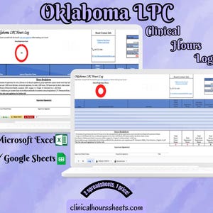 Oklahoma LPC, Clinical Hours Tracker, Supervision Log for Licensed Professional Counselor Candidate - Counseling Graduation Gift