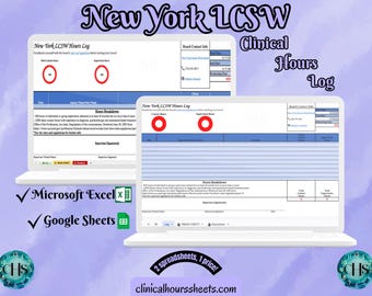 New York, LCSW Hours Tracker, Clinical Supervision Log for Master Social Worker - MSW Student or MSW Graduation Gift