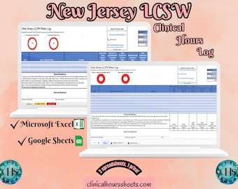 New Jersey, LCSW Hours Tracker, Clinical Supervision Log for Master Social Worker - MSW Student or MSW Graduation Gift