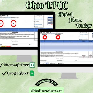 Ohio LPCC, Clinical Hours Tracker, Supervision Log for Licensed Professional Counselor - Counseling Graduation Gift