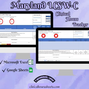 Maryland LCSW-C, Clinical Hours Tracker, Supervision Log for Master Social Worker - MSW Student or MSW Graduation Gift