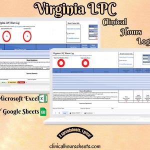 Virginia LPC, Clinical Hours Tracker, Supervision Log for Licensed Professional Counselor Resident - Counseling Graduation Gift