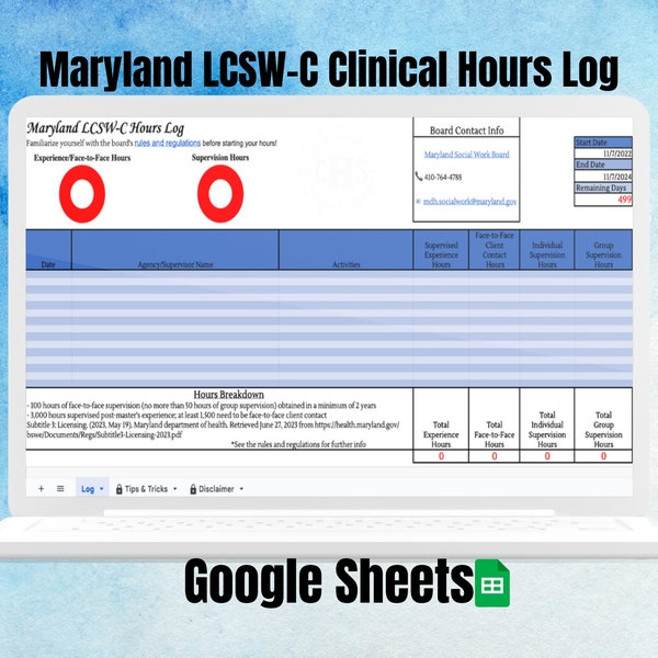 Social Work Clinical Hours Sheets - Etsy