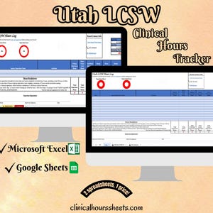 Utah, LCSW Hours Tracker, Clinical Supervision Log for Master Social Worker - MSW Student or MSW Graduation Gift