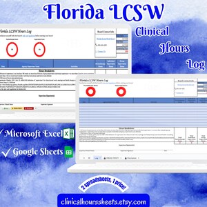 Florida, modulo di monitoraggio delle ore LCSW, modulo di supervisione clinica per assistente sociale master - studente MSW o regalo di laurea MSW