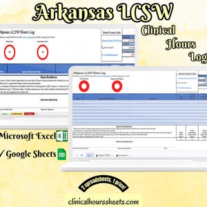 Arkansas, LCSW Hours Tracker, Clinical Supervision Form for Master Social Worker - MSW Student or MSW Graduation Gift