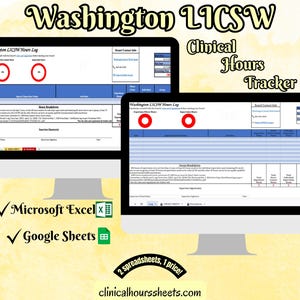 Washington LICSW, klinische urentracker, supervisielogboek voor master maatschappelijk werker - MSW-student of MSW-afstudeercadeau