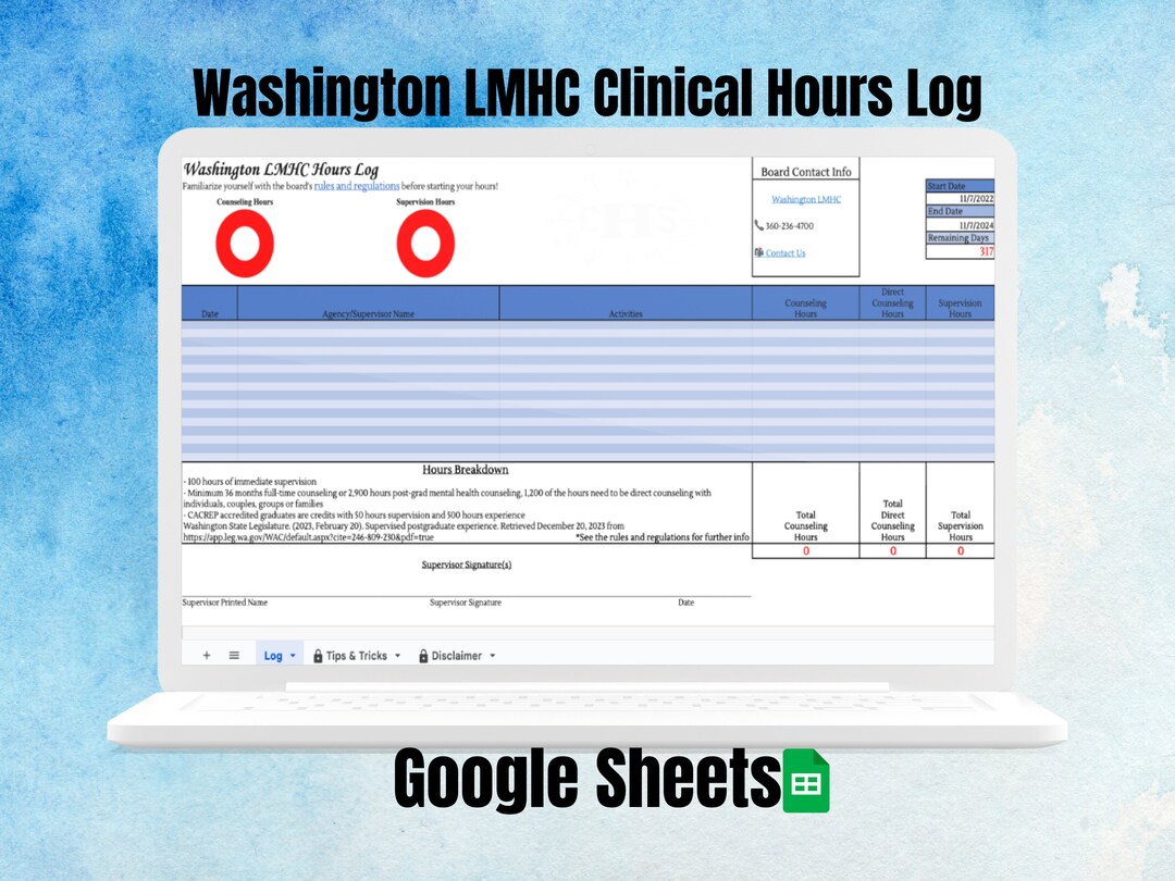 How Long Does It Take To Get 3000 Supervised Hours Washington LMHC, Clinical Hours Log, Clinical Supervision Form