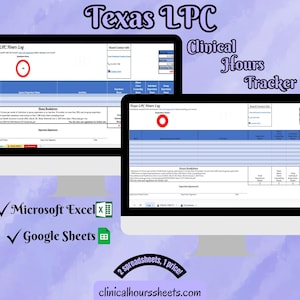 Texas LPC, Clinical Hours Tracker, Supervision Log for Licensed Professional Counselor Intern - Counseling Graduation Gift
