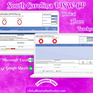 South Carolina LISW-CP, Clinical Hours Tracker, Supervision Log for ...