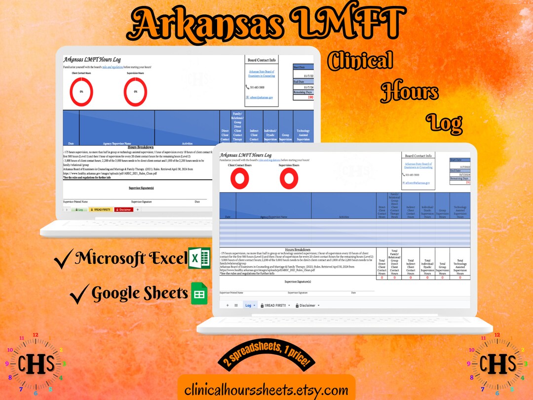 Arkansas LMFT, Clinical Hours Tracker, Supervision Log for Licensed ...