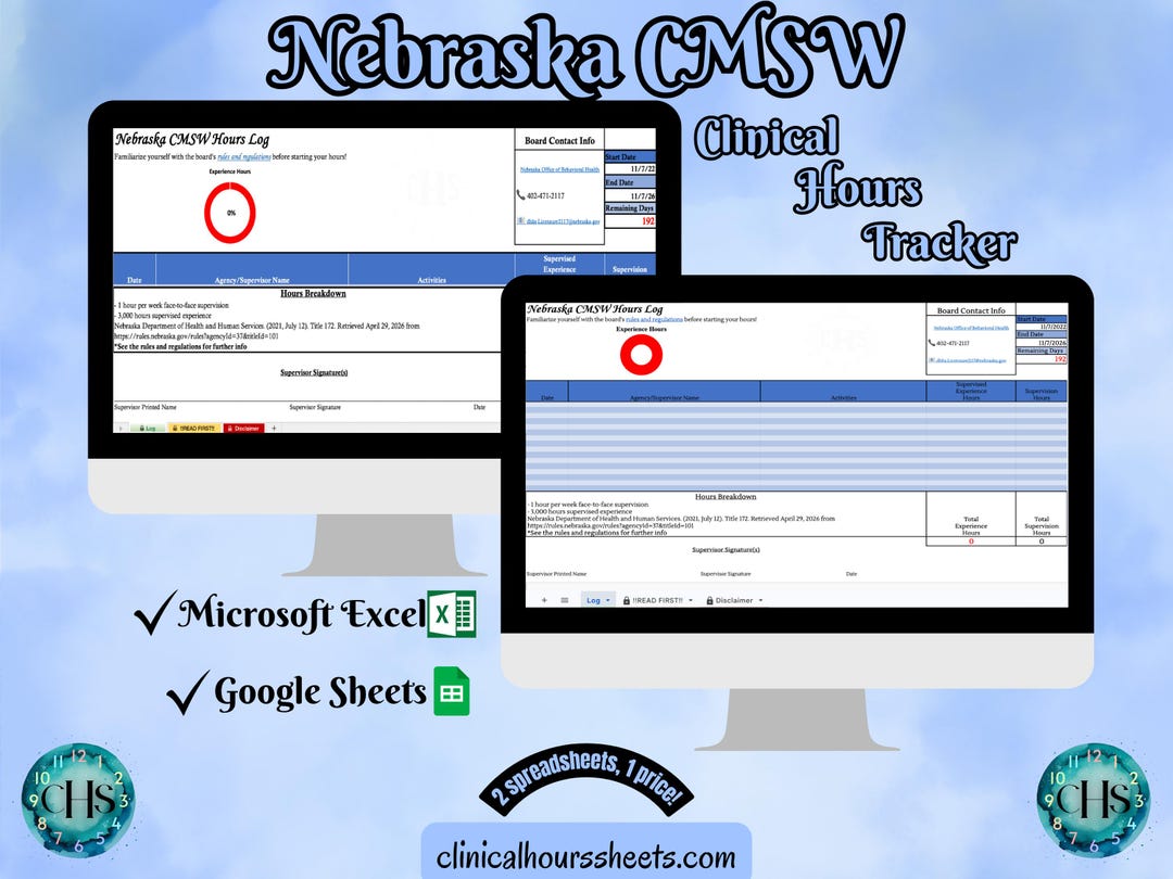 Cmsw Nebraska CMSW, Clinical Hours Tracker, Supervision Log for Provisional ...