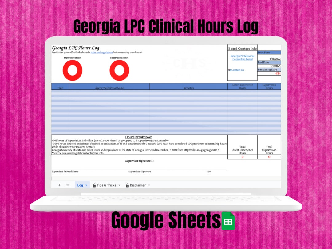 LPC, Clinical Hours Log, Clinical Supervision Form, Counseling