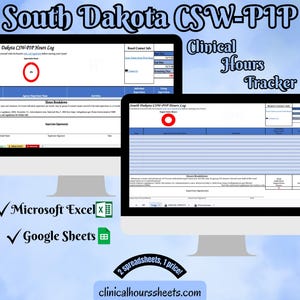 South Dakota CSW-PIP, Clinical Hours Tracker, Supervision Log for Master Social Worker - Student or MSW Graduation Gift