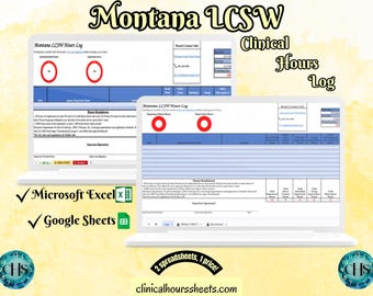 Montana, LCSW Hours Tracker, Clinical Supervision Log for Master Social Worker - MSW Student or MSW Graduation Gift