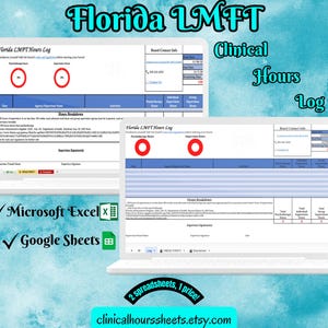 Florida LMFT, Tracker delle ore cliniche, Registro di supervisione per tirocinanti in terapia matrimoniale e familiare registrati - Regalo di laurea in terapia
