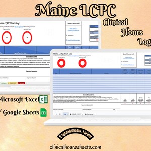 Maine LCPC, klinische urentracker, supervisielogboek voor gelicentieerde professionele hulpverlener voorwaardelijk - counseling afstudeercadeau