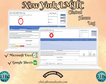 New York LMHC, Clinical Hours Tracker, Supervision Log for Limited Permit Licensed Mental Health Counselor - Counseling Graduation Gift