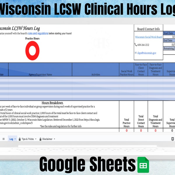 Lcsw Clinical Supervisions Tracking Hours Etsy