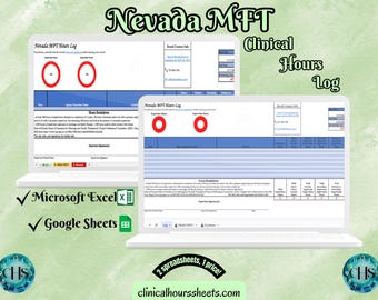Nevada MFT, Rastreador de Horas Clínicas, Registro de Supervisão para Estagiário de Terapeuta de Casamento e Família - Presente de Formatura em Terapia