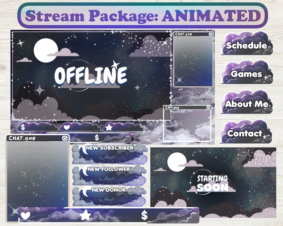 Raccoon Midnight – Twitch Stream Overlay Package (Alerts/Webcam