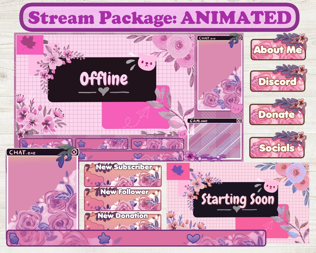 Stream Overlay Package - Arctic - Baby Blue & Pink