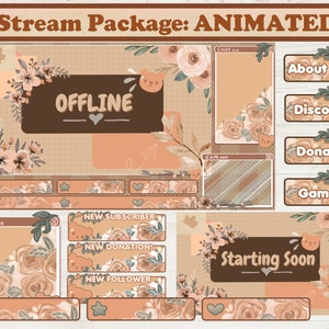 Teddy Bear Animated Stream Overlay: Cottagecore Twitch Package (Digital Download)