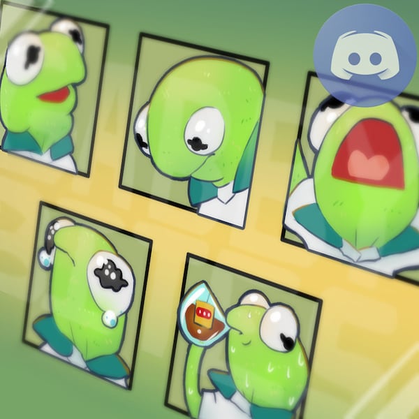 Baby Kermit Twitch and Discord Emotes // Cute Green Frog sipping tea, sobbing and screaming