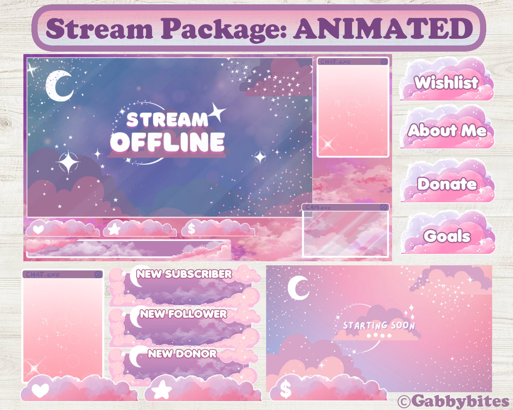 Stream Overlay Package - Arctic - Baby Blue & Pink