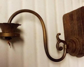 Vintage Brass and Wrought Iron Wall Sconce