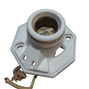 Portalámparas y tomacorriente de porcelana vintage de Paulding.