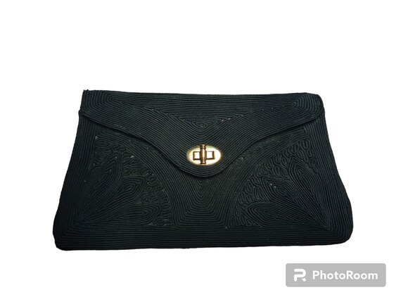 1940's Genuine Black Corde Clutch Purse - image 4