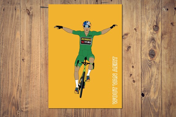 Poster Wout Van Aert – Affiche Cyclisme Vintage – Déco Fan – Icône Cycliste