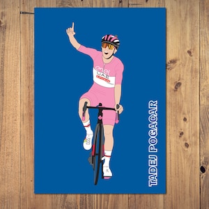 Tadej Pogacar in roze trui - Celebration - Inspirerende fietsposter/print