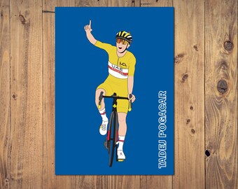 Tadej Pogacar in maglia gialla Celebrazione Poster/stampa ispiratrice  del ciclismo