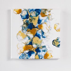 Arte abstracto original de la noche estrellada sobre lienzo (azul y amarillo)