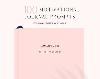 Self-Reflection Journal, 100 Journal Prompts for a Motivational Life, Prompt Journaling Planner, Printable prompting Journal, Manifesting