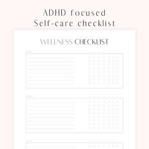 ADHD Monthly Self Care Planner, Wellness Checklist, ADHD Printable, Minimalist Planner, Daily ADHD Self Care Journal, Mind Body Soul Planner