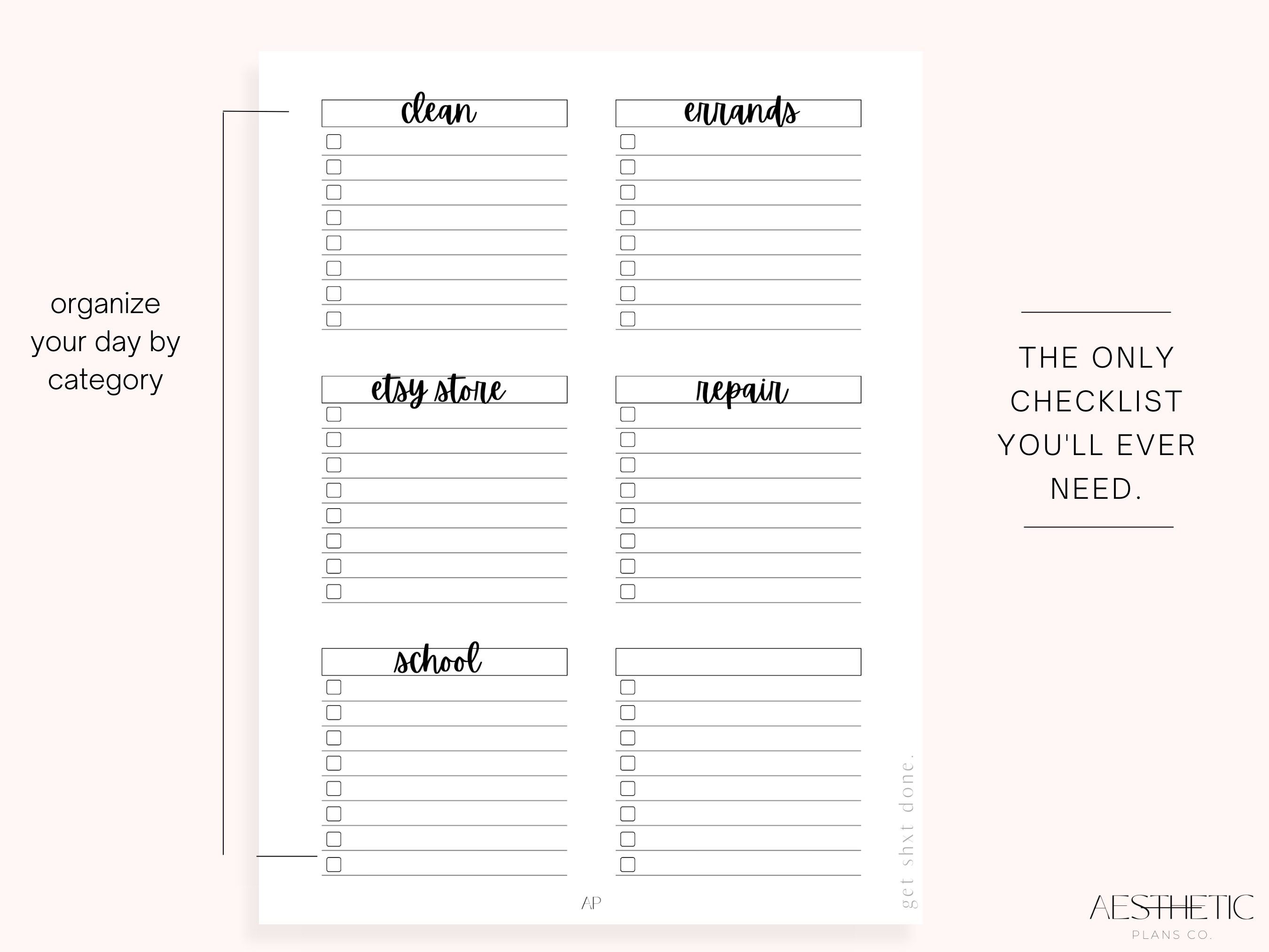 The Ultimate To-do Checklist, Printable Checklist, Productivity Planner ...
