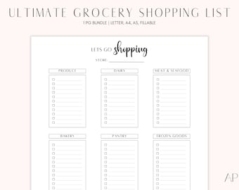 Printable Grocery Shopping Checklist, Printable Household Shopping Checklist, Grocery Shopping To-Do List, ADHD OCD Checklist, PDF Fillable
