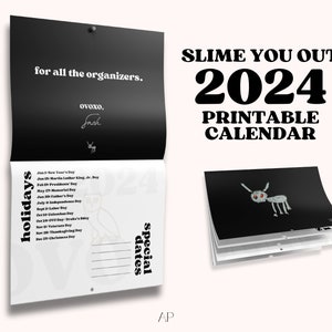 Drake Calendar 2024, Slime You Out 2024 Calendar, Instant Printable, DIY Calendar, For All the Dogs Album, 2024 Calendar, Christmas Gift '24 image 1