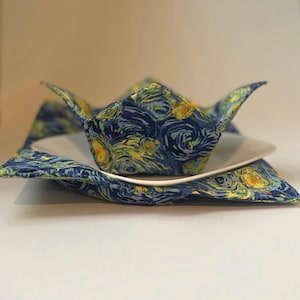 Blue and Yellow Swirl Microwavable Soup Bowl Cozy/Plate Cozy Holder