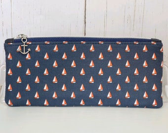 Sailboat Flat Zipper Pouch