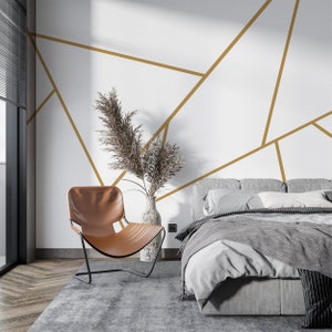 Wallppaer nero argento oro, adesivo da parete linea, adesivo da muro oro, decalcomania da muro goemetrico, carta da parati linea, soggiorno, carta da parati sala giochi