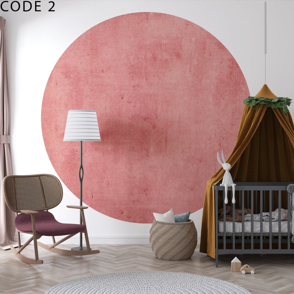 Red Wall Sticker Geometric Red Circle Wall Decal: Colorblock Nursery Mural Circle ...