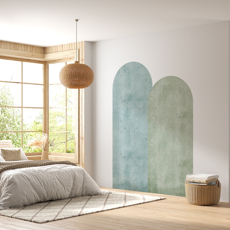 Sticker mural arche coloré, Sticker mural arche, Sticker mural arche, Sticker mural color block, Sticker mural chambre à coucher, arche de lit violette, décoration arche image 9