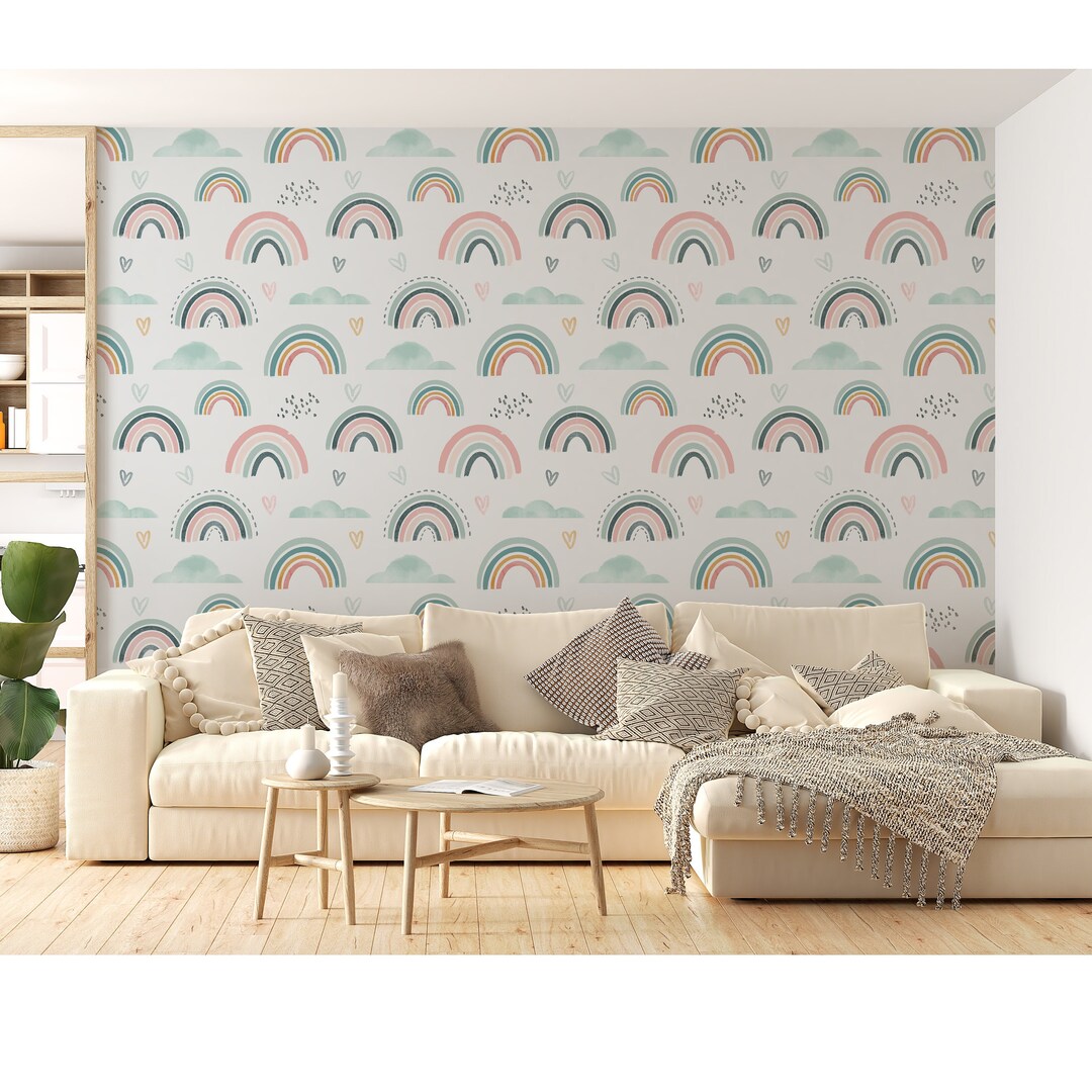 Blue Rainbow Wallpaper Peel and Stick Wallpaper Removable - Etsy